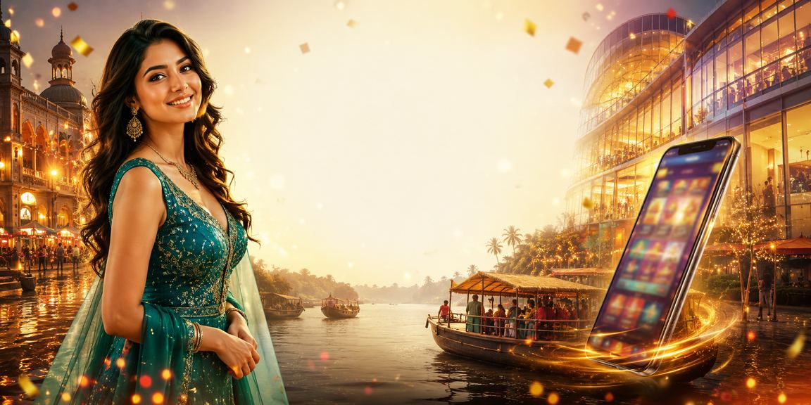 সুন্দরবনের পাশে রাতের বাজারে মোবাইলে ক্যাসিনো প্রোমোশন দেখছেন ব্যবহারকারী
